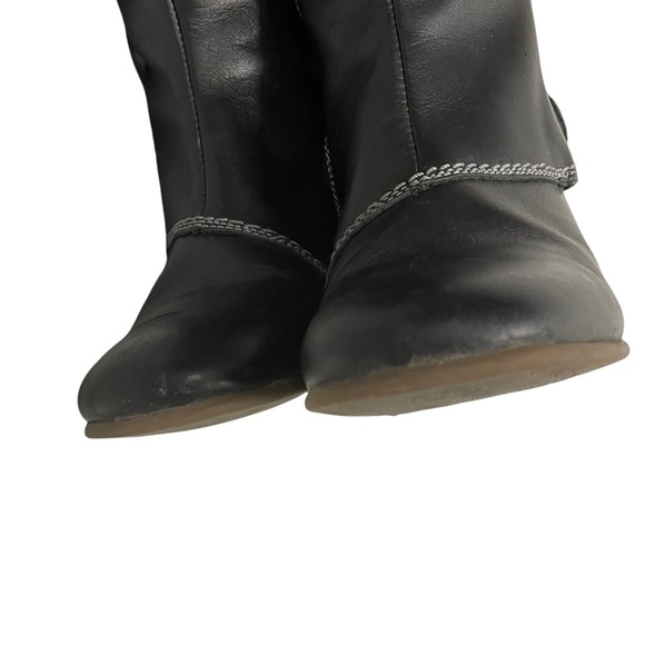 (SOLD) FLY LONDON Tall Knee High Leather Wedge Boot Black 37 - Picture 6 of 10